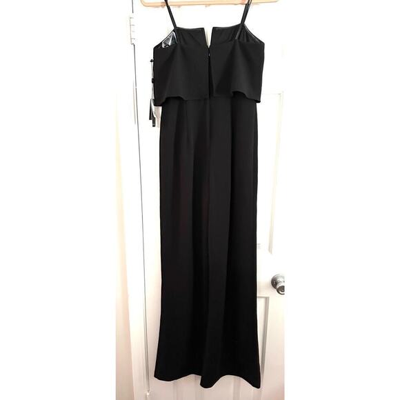 ADRIANNA PAPELL Black Crepe Strapless Popover Wide-Leg Jumpsuit - Sz 4 - NWT - Picture 5 of 7